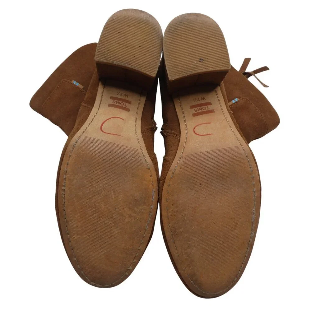 Toms Evie Brown Suede Heeled Ankle Boots Womens 7.5‎